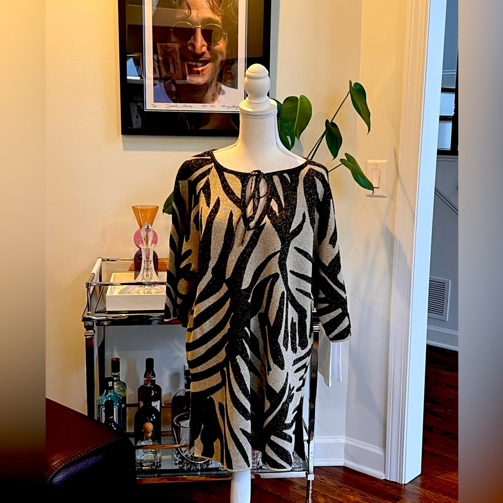 ZARA Chic Black and Cream Patterned Tunic